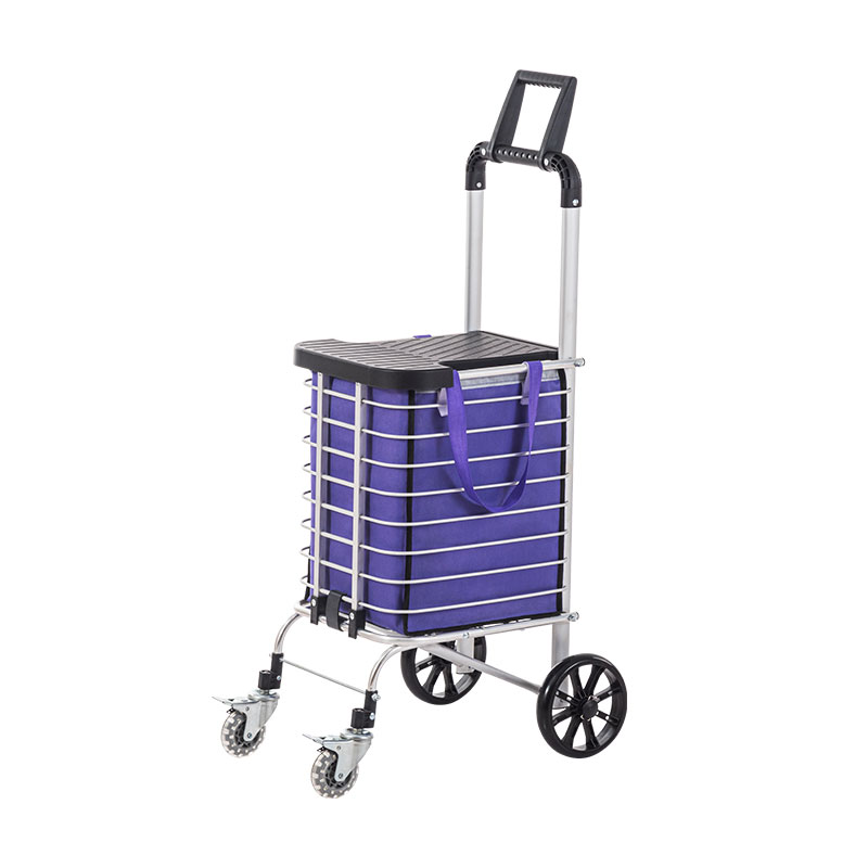 රෝද 4 Folding Aluminum Alloy Shopping Trolley Cart with Bag